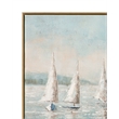 Blue White Canvas Wood Sailing Day Framed Art