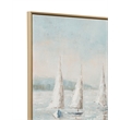 Blue White Canvas Wood Sailing Day Framed Art