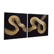 Black & Gold Framed Canvas Set of 2 Modern Art