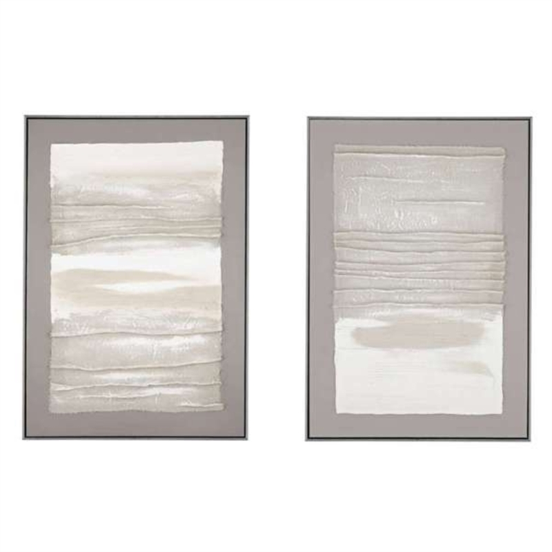 Neutral Brown Abstract Framed Canvas Wall Art Decor