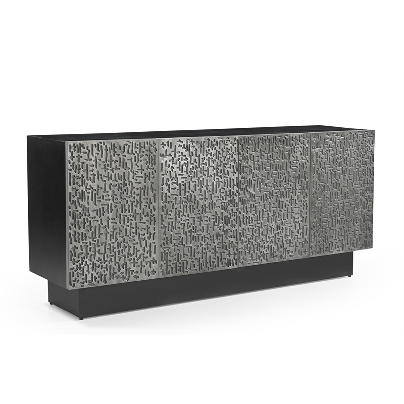 Ebony Mango Wood Storage Dining Server Antique Pewter