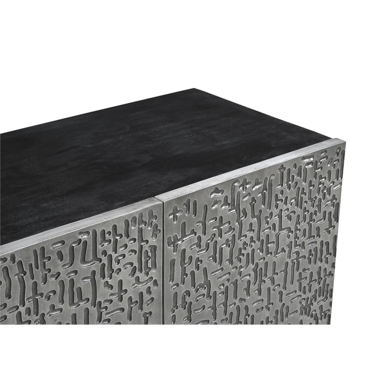 Ebony Mango Wood Storage Dining Server Antique Pewter