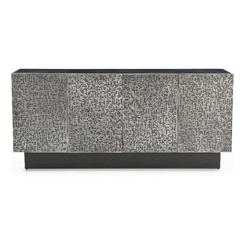 Ebony Mango Wood Storage Dining Server Antique Pewter