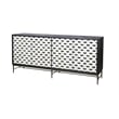 Ebony Mango Wood Storage Dining Server Antique Gold Base