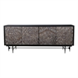 The Andreas Black Wood Storage Dining Server Bone Resin Doors