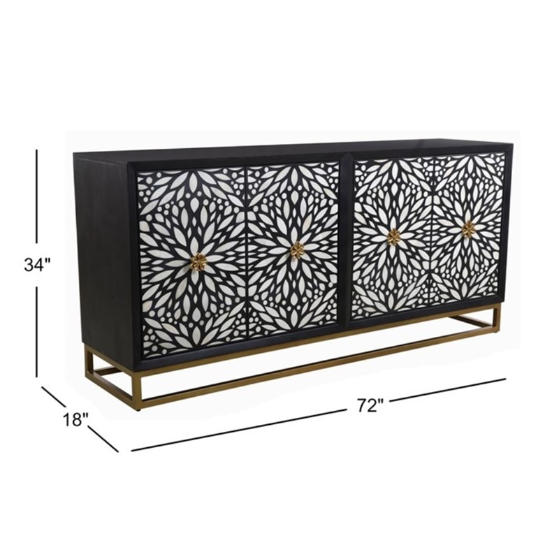 Matte Black Mango Wood Storage Dining Server Bone Resin