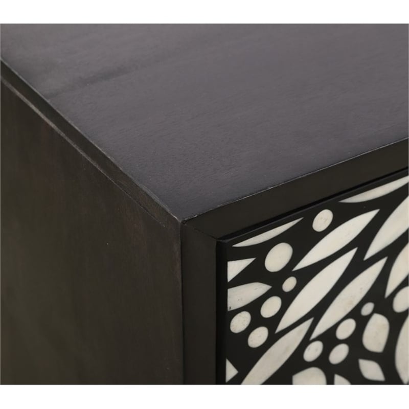 Matte Black Mango Wood Storage Dining Server Bone Resin