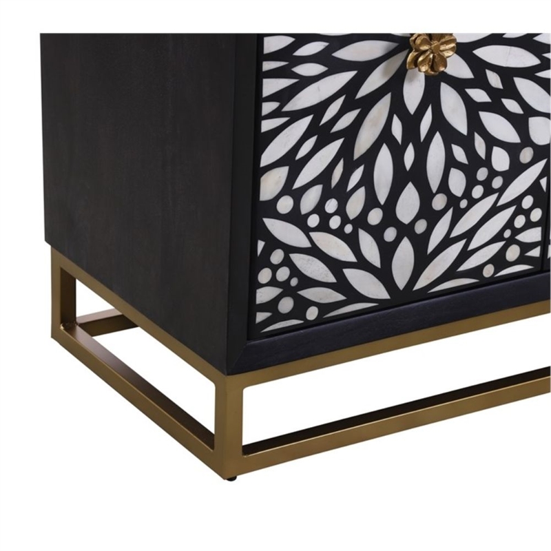 Matte Black Mango Wood Storage Dining Server Bone Resin
