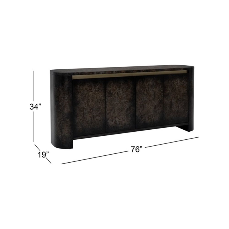 Black Olive Ash Burl Wood Storage Dining Server Modern