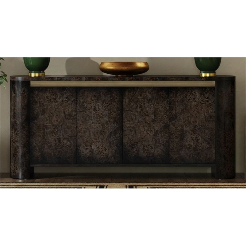 Black Olive Ash Burl Wood Storage Dining Server Modern