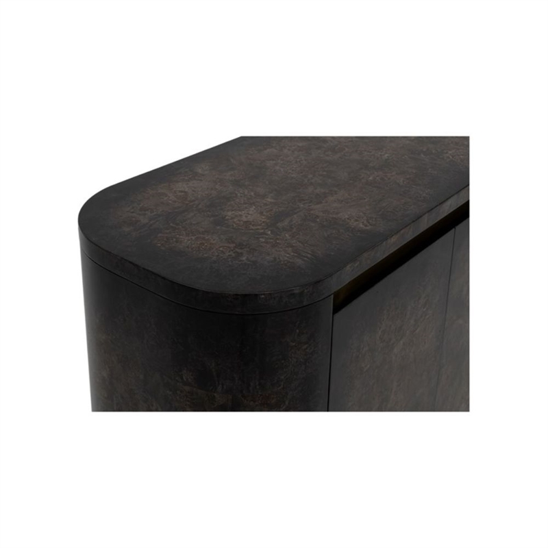 Black Olive Ash Burl Wood Storage Dining Server Modern