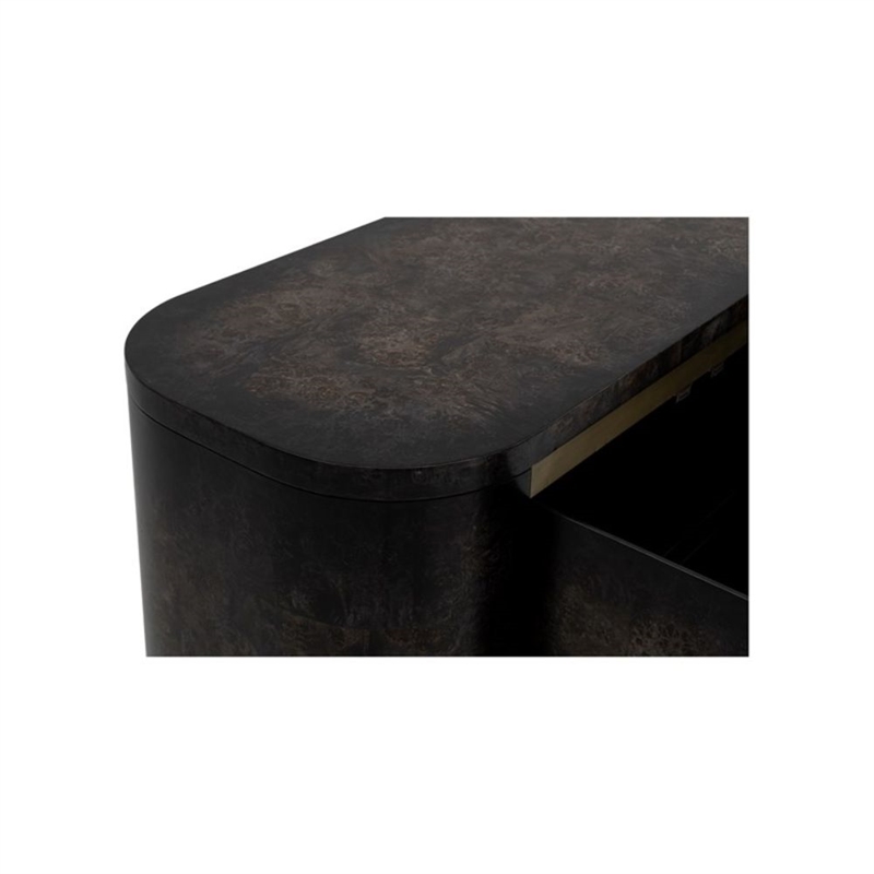 Black Olive Ash Burl Wood Storage Dining Server Modern