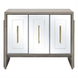 Gray Wood Oak Mirrored Storage Dining Server Gold Hardware