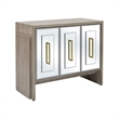 Gray Wood Oak Mirrored Storage Dining Server Gold Hardware