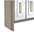 Gray Wood Oak Mirrored Storage Dining Server Gold Hardware