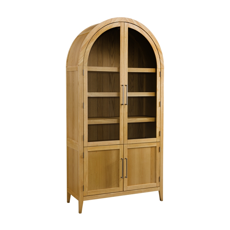 Fynn Blonde Oak Modern Display Cabinet Wood Storage