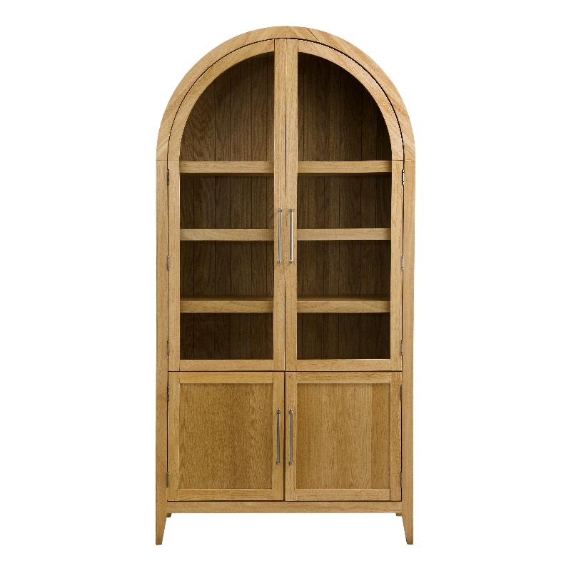 Fynn Blonde Oak Modern Display Cabinet Wood Storage