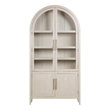Cerused Light Cream Wood Oak Display Cabinet Antique Nickel