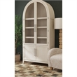 Cerused Light Cream Wood Oak Display Cabinet Antique Nickel