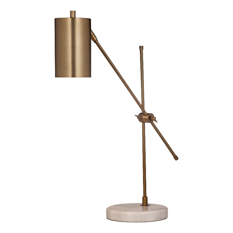 Brass Metal Task Table Lamp White Shade Modern