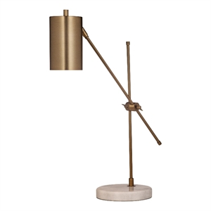 Brass Metal Task Table Lamp White Shade Modern