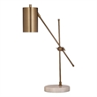 Brass Metal Task Table Lamp White Shade Modern