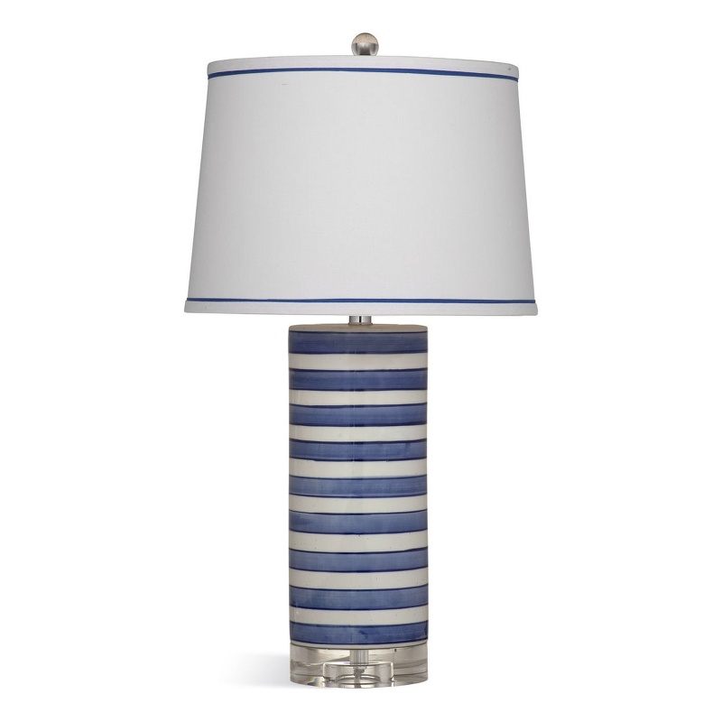 Regatta Stripe Blue Ceramic Coastal Table Lamp