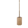 Travertine Brass Floor Metal Lamp White Linen Shade Modern