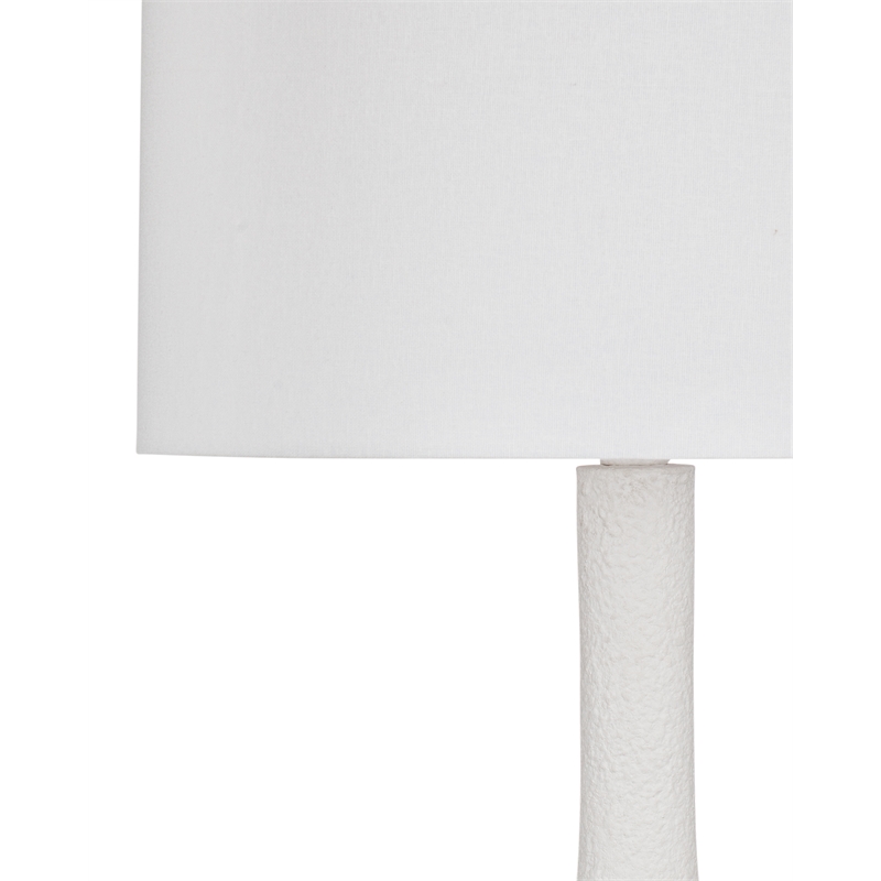 Matte White Sculptural Resin Table Lamp Linen Shade Modern