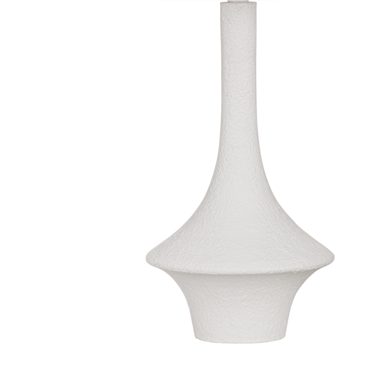 Matte White Sculptural Resin Table Lamp Linen Shade Modern