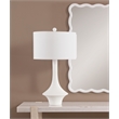 Matte White Sculptural Resin Table Lamp Linen Shade Modern