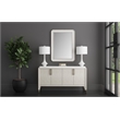 Matte White Sculptural Resin Table Lamp Linen Shade Modern