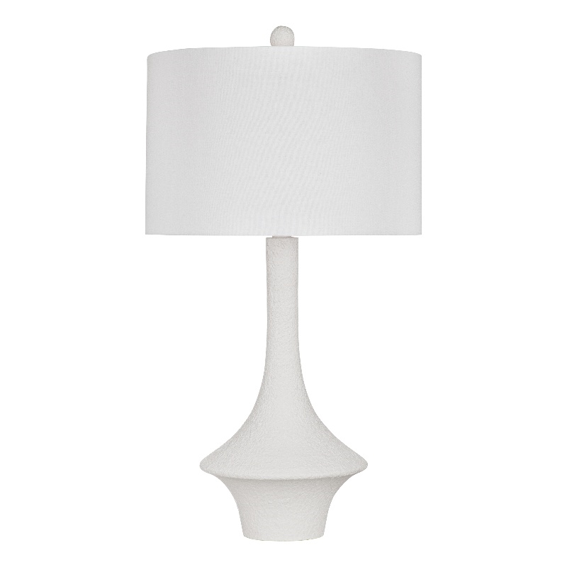 Matte White Sculptural Resin Table Lamp Linen Shade Modern