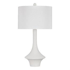 Matte White Sculptural Resin Table Lamp Linen Shade Modern