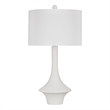 Matte White Sculptural Resin Table Lamp Linen Shade Modern