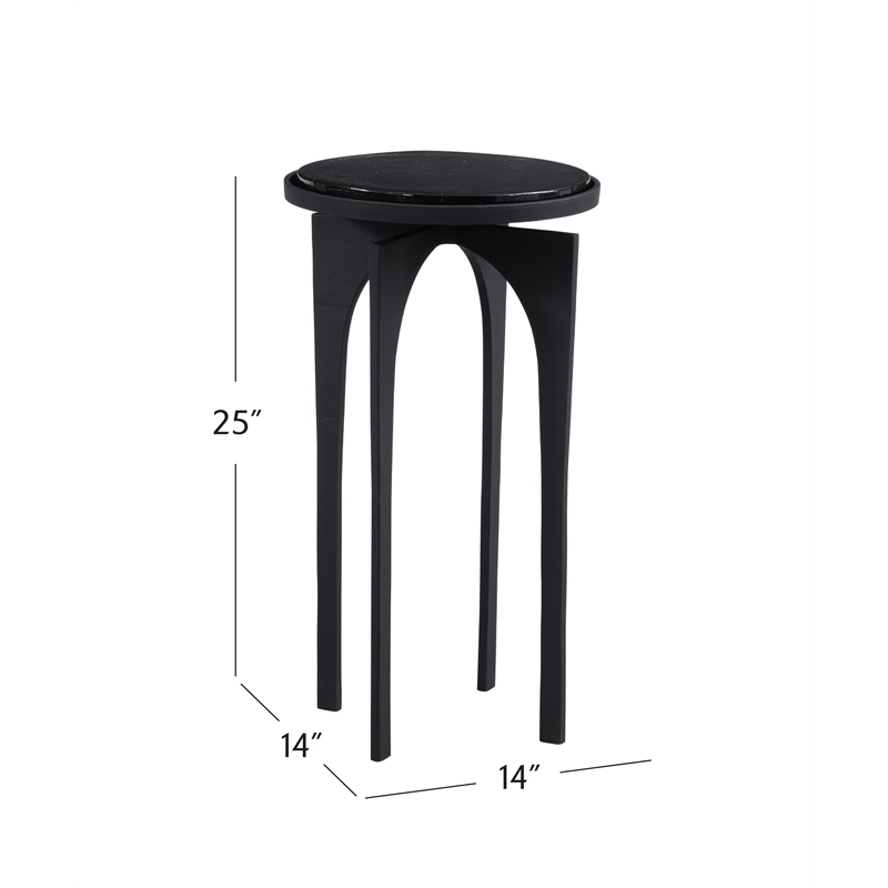 Black Metal Glass Accent Table Modern Arch Base
