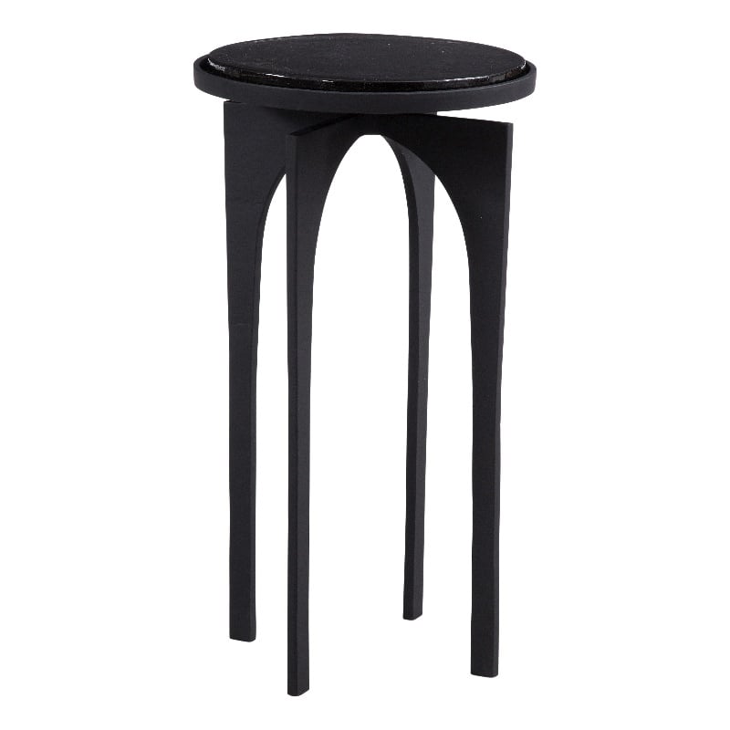 Black Metal Glass Accent Table Modern Arch Base