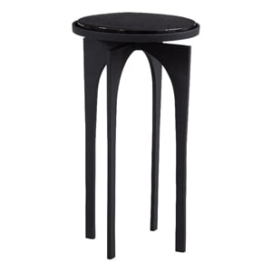 Black Metal Glass Accent Table Modern Arch Base