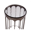 Nickel Glass Round Accent Table Modern Iron Base