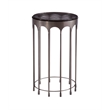 Nickel Glass Round Accent Table Modern Iron Base