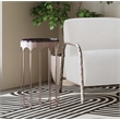 Nickel Glass Round Accent Table Modern Iron Base