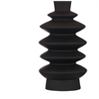 Black Sculptural Resin Stacked Table Lamp Linen Shade Modern