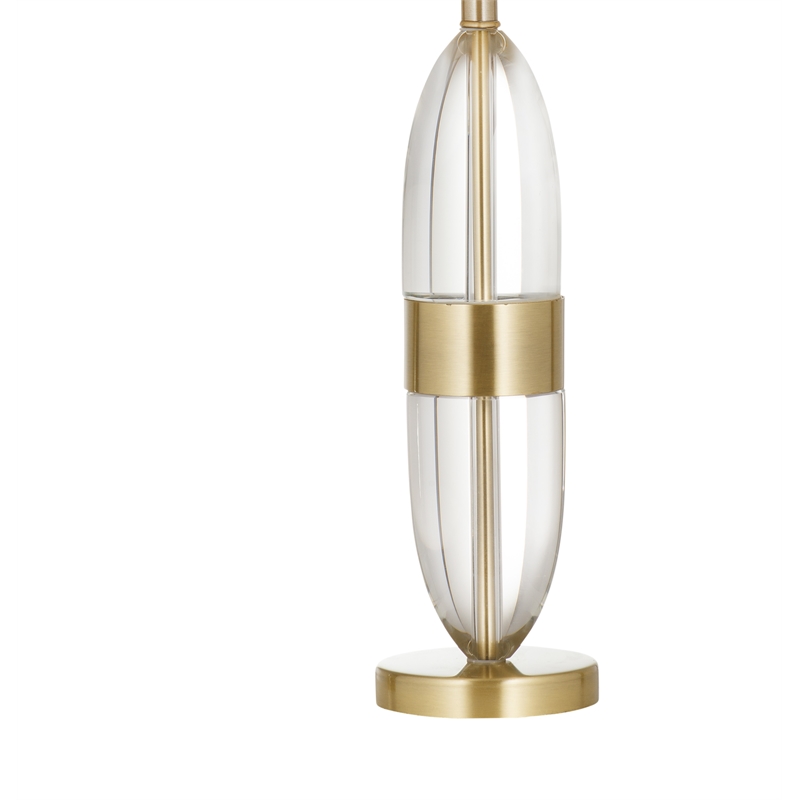 Clear Crystal Gold Table Lamp White Linen Shade Modern