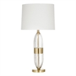 Clear Crystal Gold Table Lamp White Linen Shade Modern