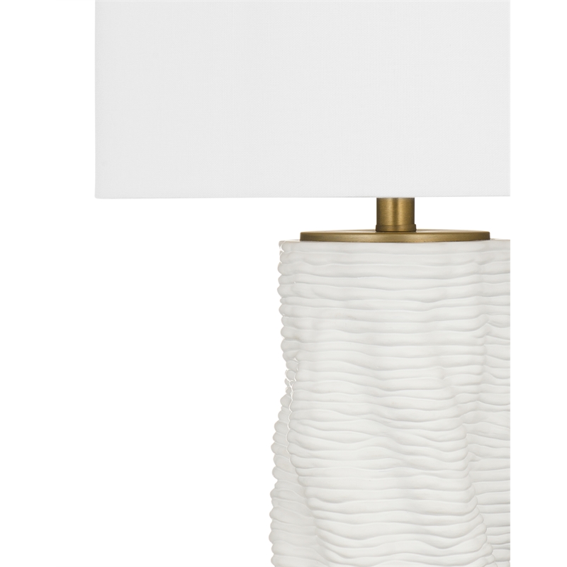 Matte White Brass Modern Resin Table Lamp Linen Shade