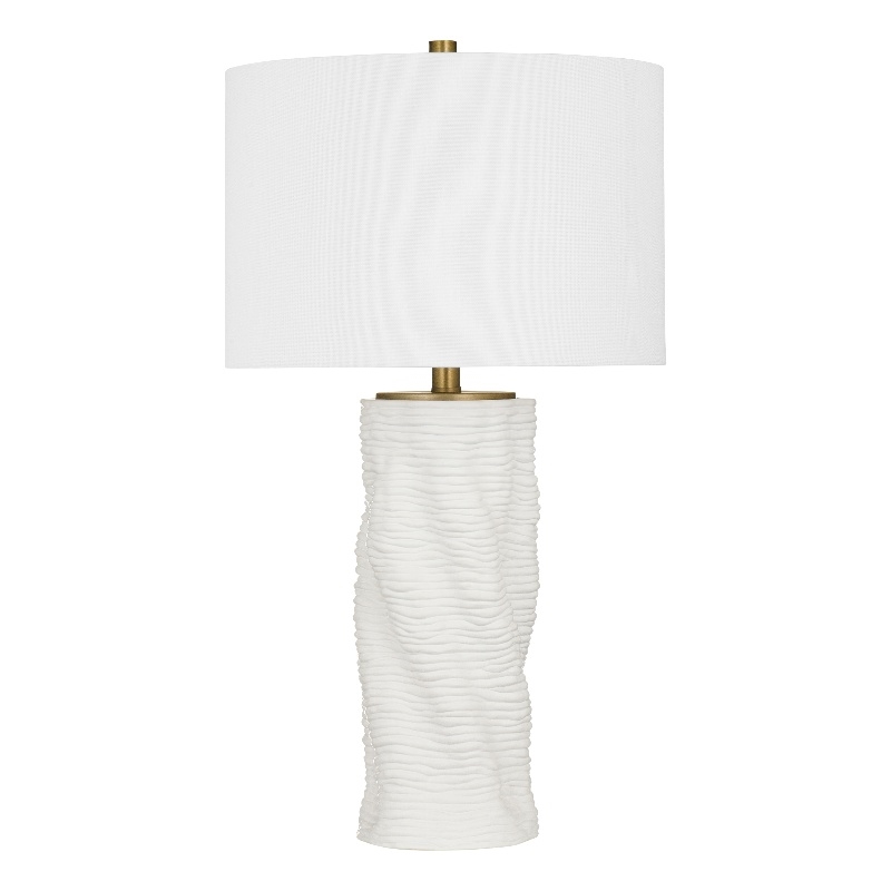 Matte White Brass Modern Resin Table Lamp Linen Shade