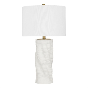 Matte White Brass Modern Resin Table Lamp Linen Shade