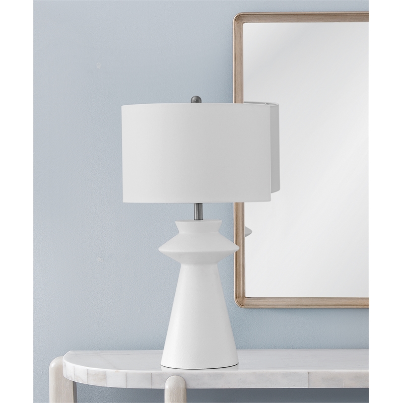 Binah White Sculptural Resin Table Lamp Modern Accent