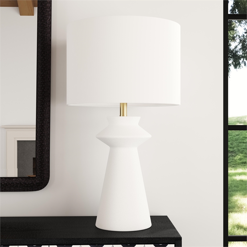 Binah White Sculptural Resin Table Lamp Modern Accent