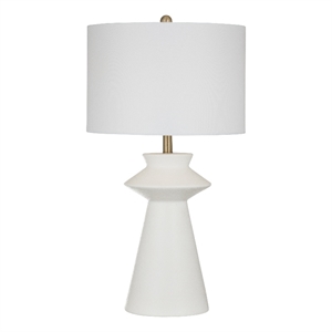 Binah White Sculptural Resin Table Lamp Modern Accent